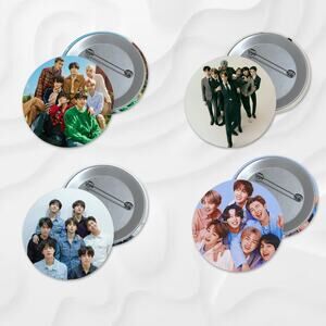 BTS 1.5 inch Pinback Button 4 Pack KPop Music Group Stocking Stuffer